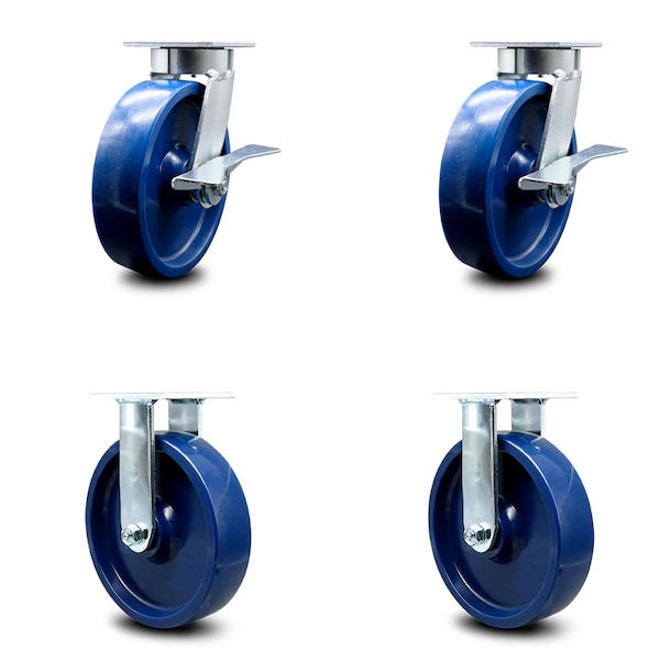 Service Caster 8 Inch Kingpinless Solid Poly Wheel Swivel Caster Swivel 2 Rigid SCC, 2PK SCC-KP30S820-SPUR-2-R-2 - main